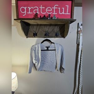 White House Black Market Womens Med. Silver 3/4 Sleeve Cardigan